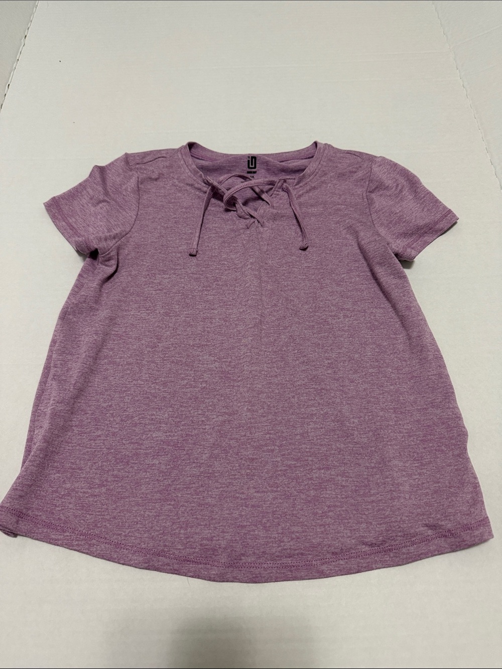 Ideology Heathered Mauve Lace-Up Short Sleeve Tee